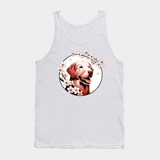 Chesapeake Bay Retriever Welcomes Spring with Cherry Blossoms Tank Top